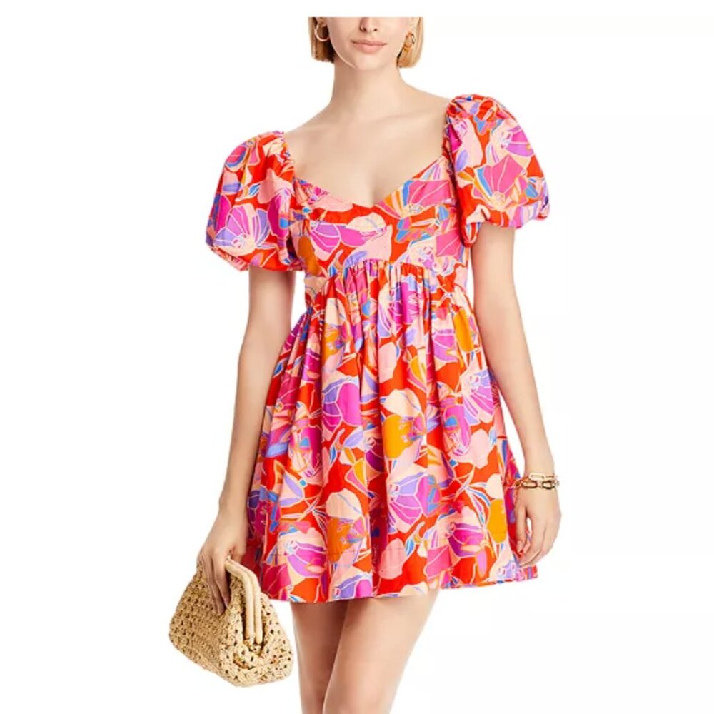 AQUA - Puff Sleeve Mini Dress - Medium
